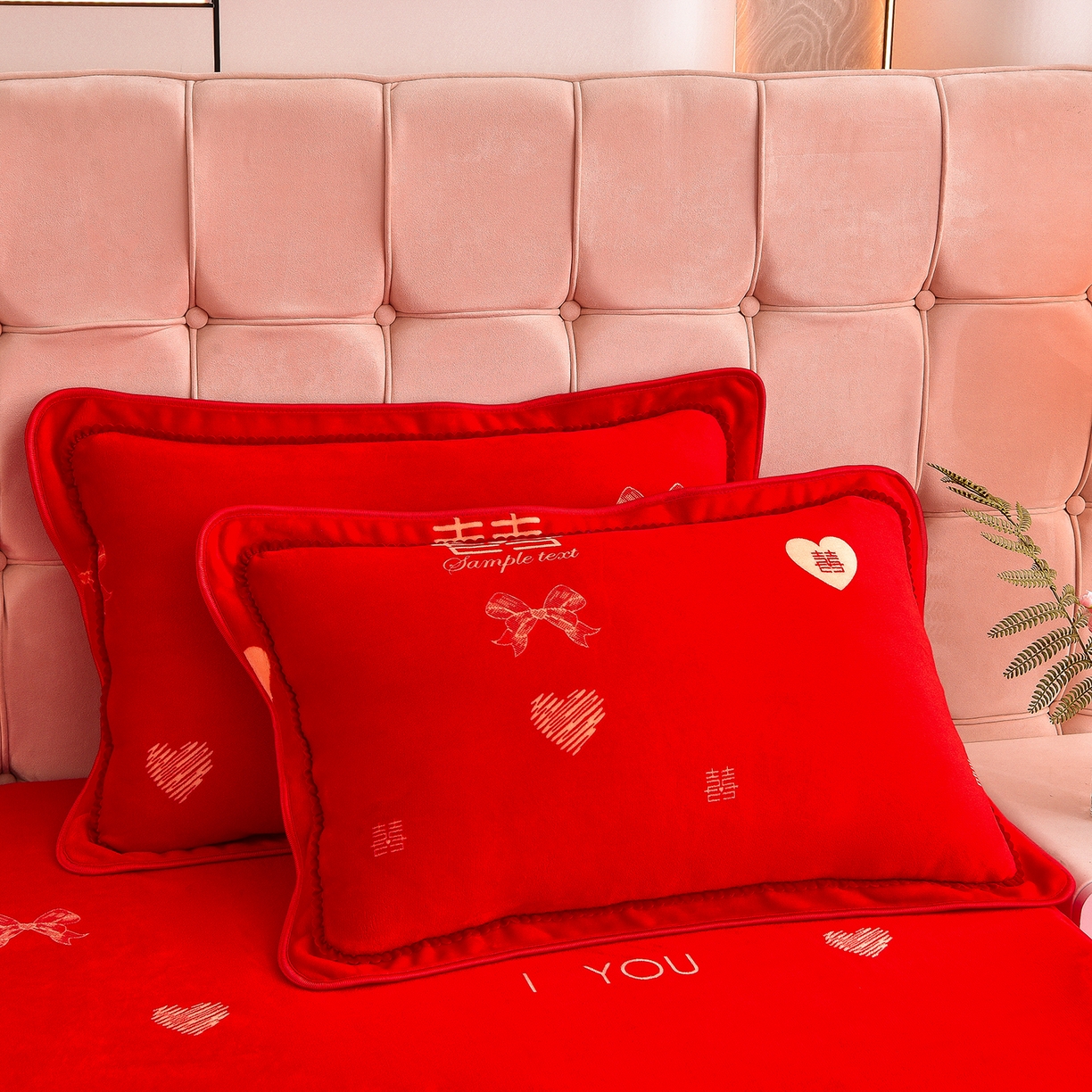 91家纺网 家纺一手货源 找家纺 博兰蒂 2025新款床裙款高克重牛奶绒印花四件套 同心结