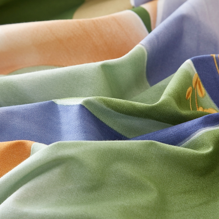 91家纺网 家纺一手货源 找家纺 启航家居 2025新款全棉纯棉磨毛大版印花四件套 佳偶天成绿