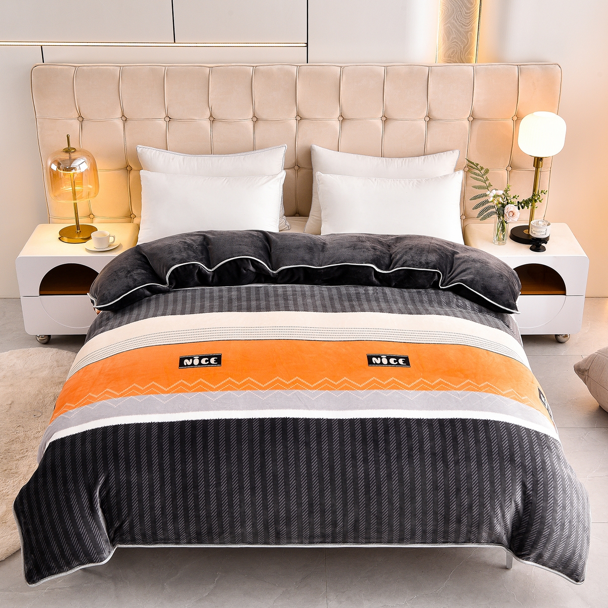 91家纺网 家纺一手货源 找家纺 （总）博兰蒂 2025新款床裙款高克重牛奶绒印花单被套