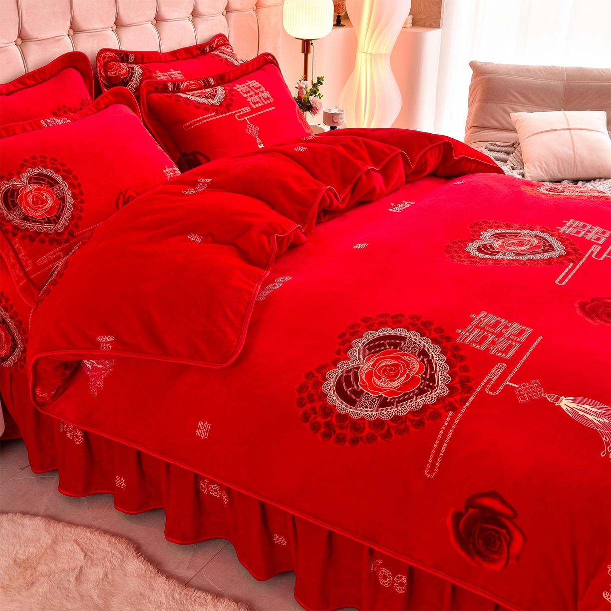 91家纺网 家纺一手货源 找家纺 （总）博兰蒂 2025新款床裙款高克重牛奶绒印花单被套