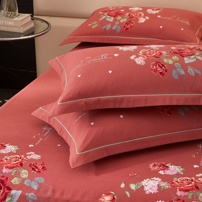 91家纺网 家纺一手货源 找家纺 启航家居 2025新款全棉纯棉磨毛大版印花四件套 良辰美景米