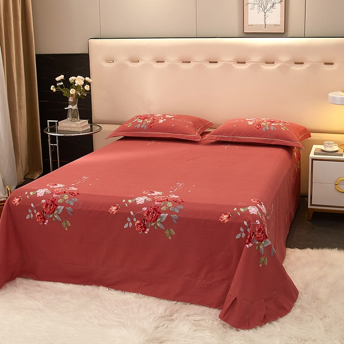 91家纺网 家纺一手货源 找家纺 启航家居 2025新款全棉纯棉磨毛大版印花四件套 良辰美景米