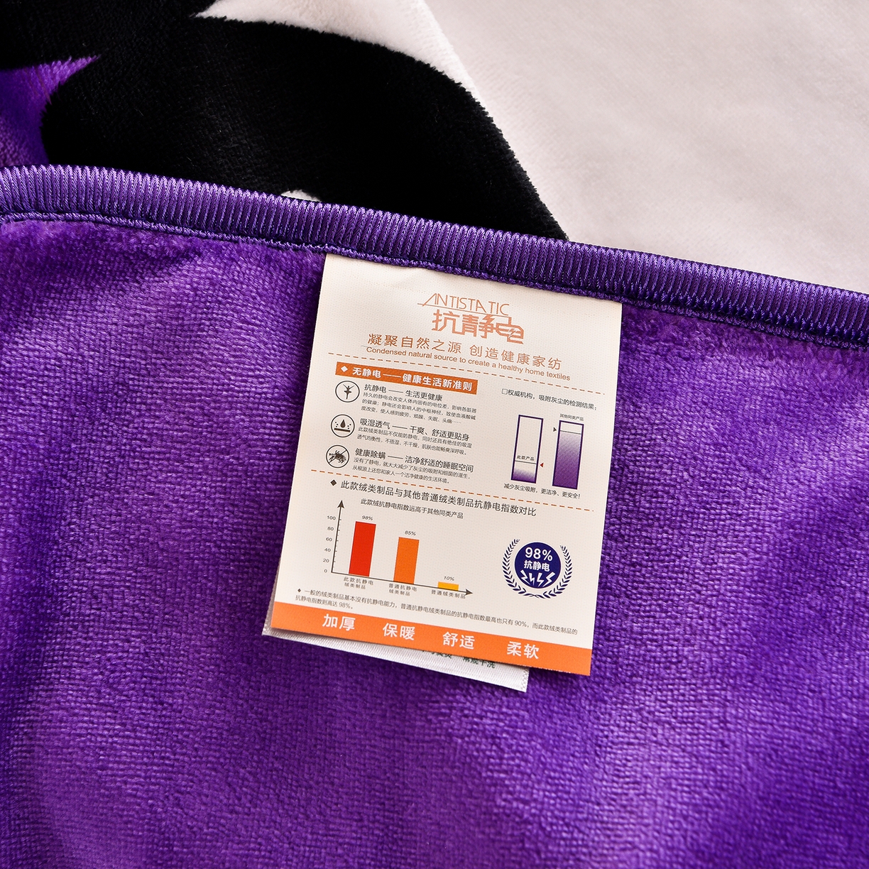 91家纺网 家纺一手货源 找家纺 博兰蒂 2025新款床裙款高克重牛奶绒印花学生三件套 熊猫-紫