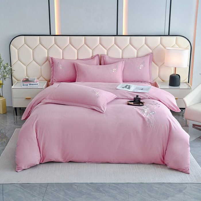 91家纺网 家纺一手货源 找家纺 （总）U品汇 2025新品长绒棉加厚全棉纯棉磨毛刺绣花四件套生态磨毛套件