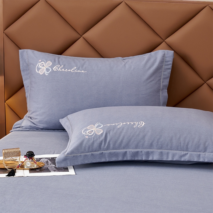 91家纺网 家纺一手货源 找家纺 U品汇 2025新品长绒棉加厚全棉纯棉磨毛刺绣花四件套生态磨毛套件 花季奇缘-宾利灰