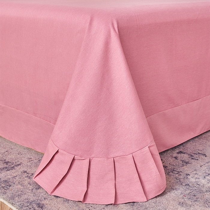 91家纺网 家纺一手货源 找家纺 U品汇 2025新品长绒棉加厚全棉纯棉磨毛刺绣花四件套生态磨毛套件 花季奇缘-香妃粉