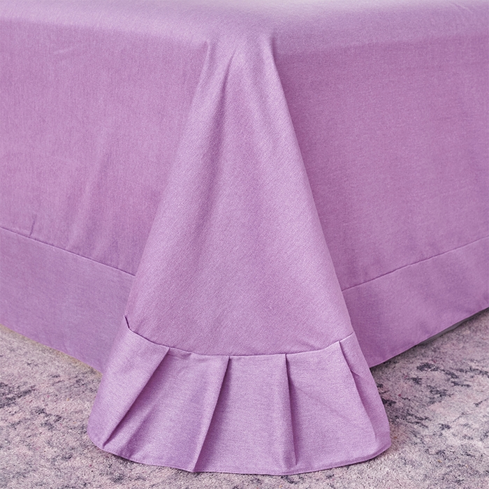 91家纺网 家纺一手货源 找家纺 U品汇 2025新品长绒棉加厚全棉纯棉磨毛刺绣花四件套生态磨毛套件 花季奇缘-星空紫