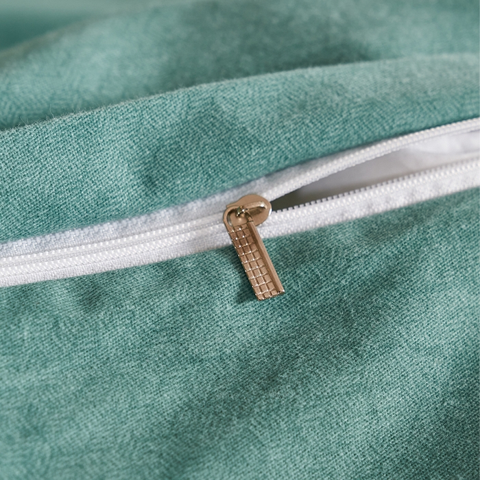 91家纺网 家纺一手货源 找家纺 U品汇 2025新品长绒棉加厚全棉纯棉磨毛刺绣花四件套生态磨毛套件 私情叶语-清浅绿