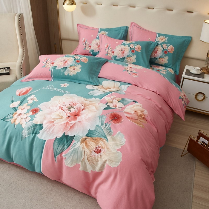 启航家居 2025新款全棉纯棉磨毛大版印花四件套 午后初晴兰