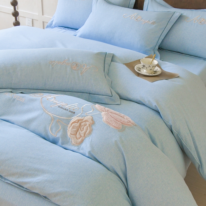 91家纺网 家纺一手货源 找家纺 U品汇 2025新品长绒棉加厚全棉纯棉磨毛立体刺绣花四件套生态磨毛加绒（玫瑰物语） 玫瑰物语-星空蓝