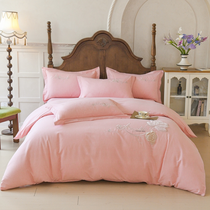 91家纺网 家纺一手货源 找家纺 （总）U品汇 2025新品长绒棉加厚全棉纯棉磨毛立体刺绣花四件套生态磨毛加绒（玫瑰物语）