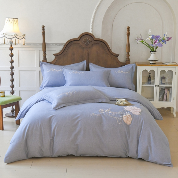 91家纺网 家纺一手货源 找家纺 （总）U品汇 2025新品长绒棉加厚全棉纯棉磨毛立体刺绣花四件套生态磨毛加绒（玫瑰物语）