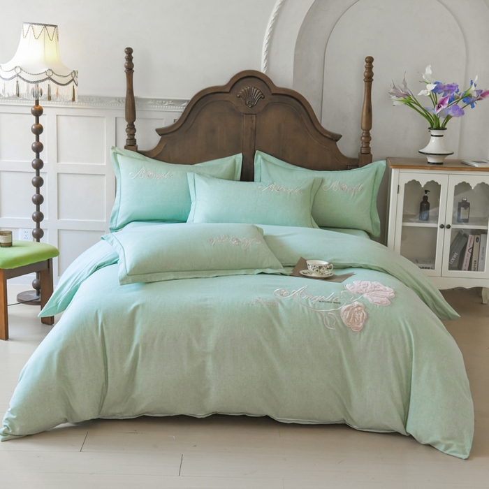 91家纺网 家纺一手货源 找家纺 （总）U品汇 2025新品长绒棉加厚全棉纯棉磨毛立体刺绣花四件套生态磨毛加绒（玫瑰物语）