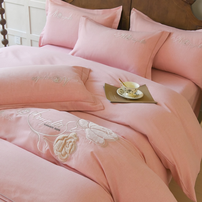 91家纺网 家纺一手货源 找家纺 U品汇 2025新品长绒棉加厚全棉纯棉磨毛立体刺绣花四件套生态磨毛加绒（玫瑰物语） 玫瑰物语-糖粉