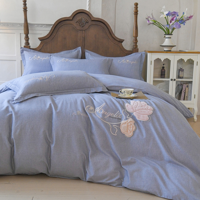 91家纺网 家纺一手货源 找家纺 U品汇 2025新品长绒棉加厚全棉纯棉磨毛立体刺绣花四件套生态磨毛加绒（玫瑰物语） 玫瑰物语-罗马灰