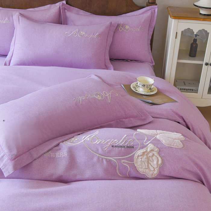 91家纺网 家纺一手货源 找家纺 （总）U品汇 2025新品长绒棉加厚全棉纯棉磨毛立体刺绣花四件套生态磨毛加绒（玫瑰物语）