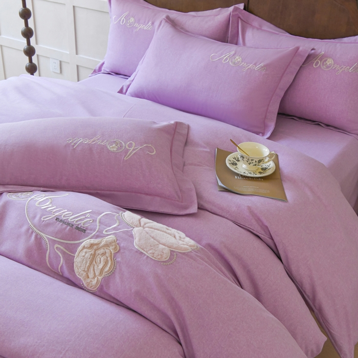 91家纺网 家纺一手货源 找家纺 （总）U品汇 2025新品长绒棉加厚全棉纯棉磨毛立体刺绣花四件套生态磨毛加绒（玫瑰物语）