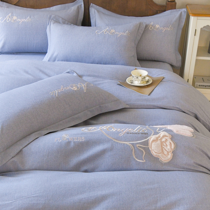 91家纺网 家纺一手货源 找家纺 U品汇 2025新品长绒棉加厚全棉纯棉磨毛立体刺绣花四件套生态磨毛加绒（玫瑰物语） 玫瑰物语-罗马灰