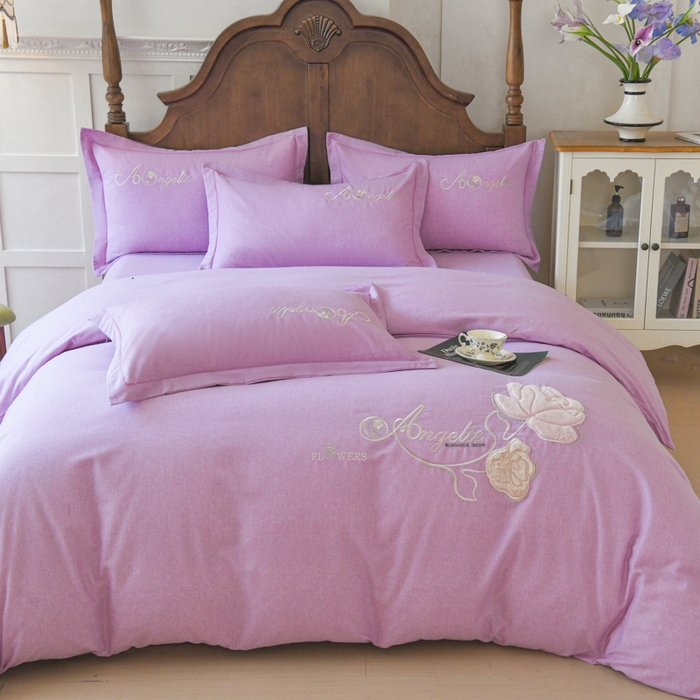 91家纺网 家纺一手货源 找家纺 （总）U品汇 2025新品长绒棉加厚全棉纯棉磨毛立体刺绣花四件套生态磨毛加绒（玫瑰物语）