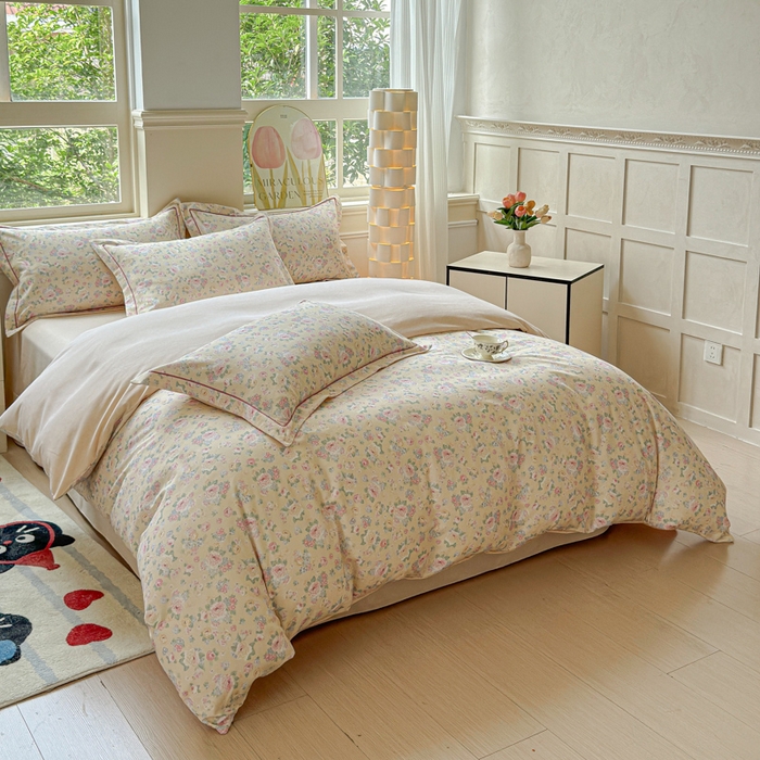 91家纺网 家纺一手货源 找家纺 U品汇 【A类母婴级】加厚全棉纯棉磨毛数码印花四件套生态磨毛100%棉（不是全棉不要钱） 初暖