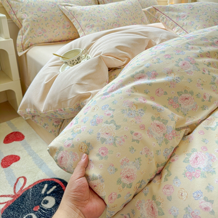 91家纺网 家纺一手货源 找家纺 U品汇 【A类母婴级】加厚全棉纯棉磨毛数码印花四件套生态磨毛100%棉（不是全棉不要钱） 初暖