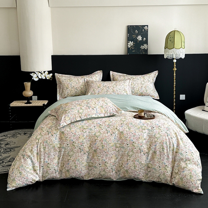 91家纺网 家纺一手货源 找家纺 U品汇 【A类母婴级】加厚全棉纯棉磨毛数码印花四件套生态磨毛100%棉（不是全棉不要钱） 初颜绿