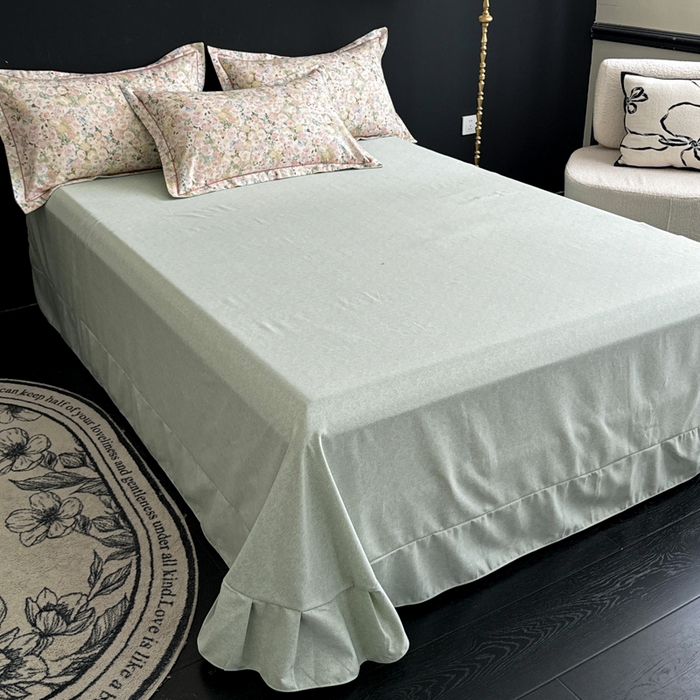 91家纺网 家纺一手货源 找家纺 U品汇 【A类母婴级】加厚全棉纯棉磨毛数码印花四件套生态磨毛100%棉（不是全棉不要钱） 初颜绿