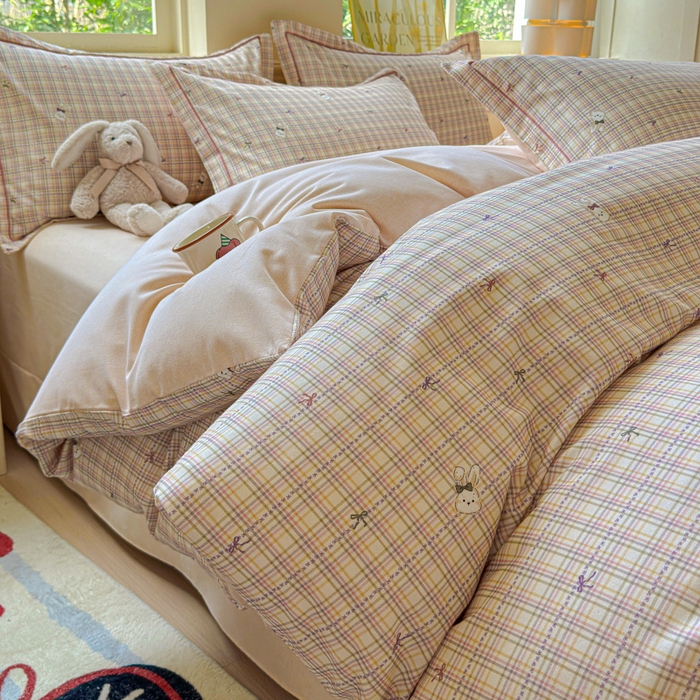 91家纺网 家纺一手货源 找家纺 U品汇 【A类母婴级】加厚全棉纯棉磨毛数码印花四件套生态磨毛100%棉（不是全棉不要钱） 蝴蝶结