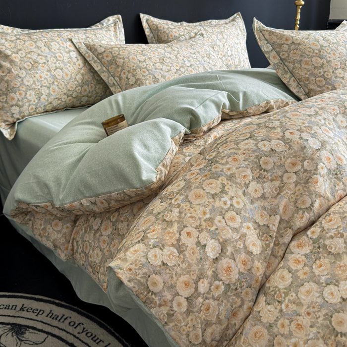 91家纺网 家纺一手货源 找家纺 U品汇 【A类母婴级】加厚全棉纯棉磨毛数码印花四件套生态磨毛100%棉（不是全棉不要钱） 花妍然