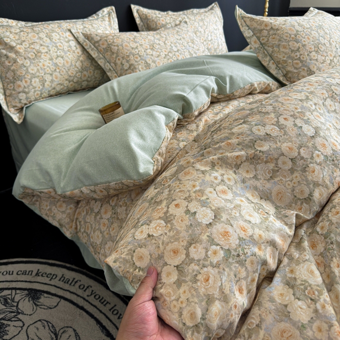 91家纺网 家纺一手货源 找家纺 U品汇 【A类母婴级】加厚全棉纯棉磨毛数码印花四件套生态磨毛100%棉（不是全棉不要钱） 花妍然