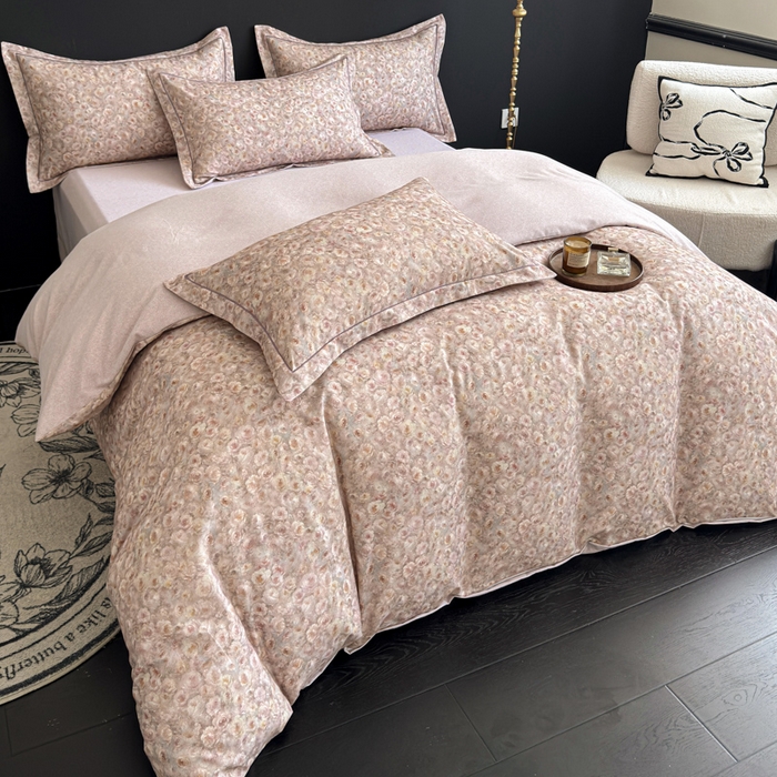 91家纺网 家纺一手货源 找家纺 U品汇 【A类母婴级】加厚全棉纯棉磨毛数码印花四件套生态磨毛100%棉（不是全棉不要钱） 花影豆沙