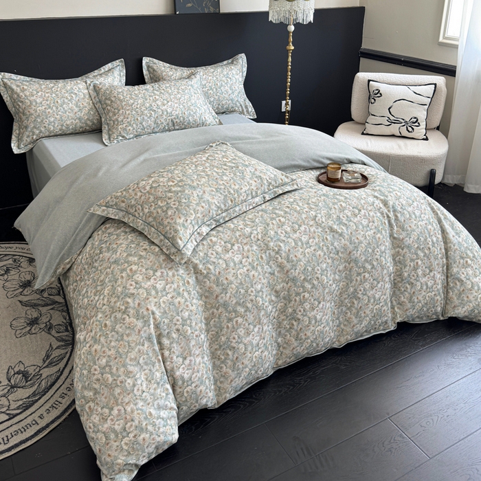 91家纺网 家纺一手货源 找家纺 U品汇 【A类母婴级】加厚全棉纯棉磨毛数码印花四件套生态磨毛100%棉（不是全棉不要钱） 花影绿