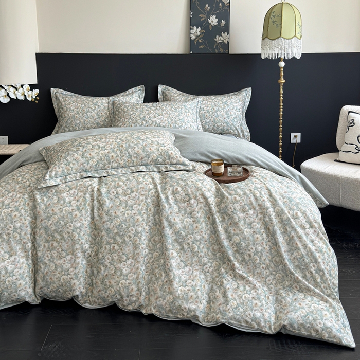 91家纺网 家纺一手货源 找家纺 U品汇 【A类母婴级】加厚全棉纯棉磨毛数码印花四件套生态磨毛100%棉（不是全棉不要钱） 花影绿