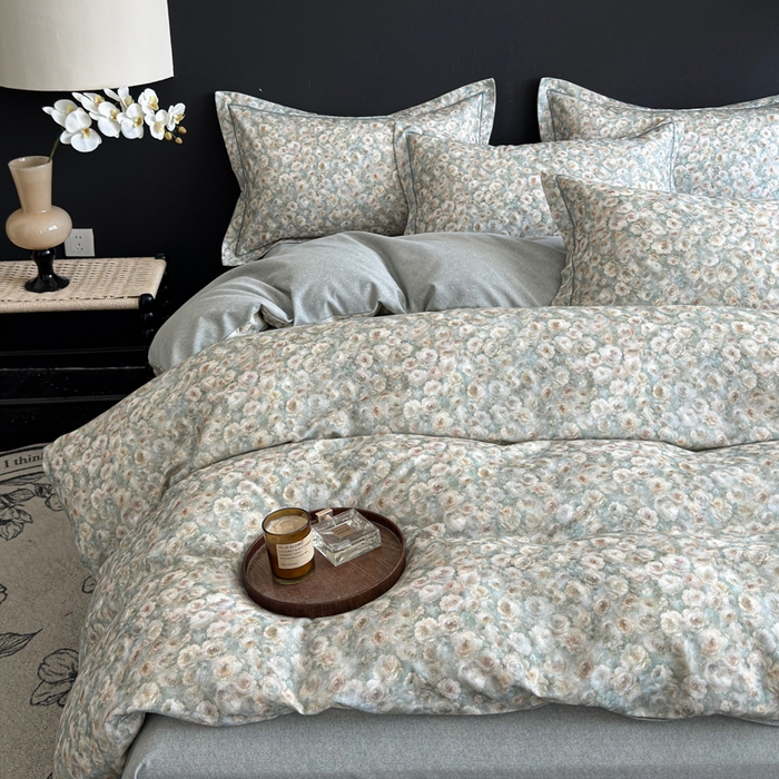 91家纺网 家纺一手货源 找家纺 U品汇 【A类母婴级】加厚全棉纯棉磨毛数码印花四件套生态磨毛100%棉（不是全棉不要钱） 花影绿