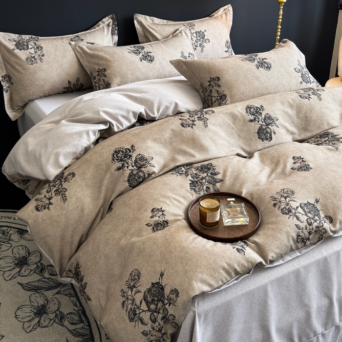 91家纺网 家纺一手货源 找家纺 U品汇 【A类母婴级】加厚全棉纯棉磨毛数码印花四件套生态磨毛100%棉（不是全棉不要钱） 玫瑰恋人