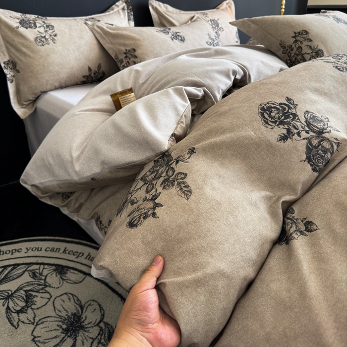 91家纺网 家纺一手货源 找家纺 U品汇 【A类母婴级】加厚全棉纯棉磨毛数码印花四件套生态磨毛100%棉（不是全棉不要钱） 玫瑰恋人