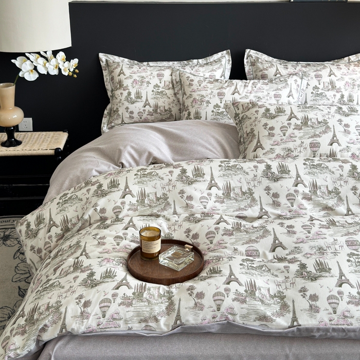 91家纺网 家纺一手货源 找家纺 U品汇 【A类母婴级】加厚全棉纯棉磨毛数码印花四件套生态磨毛100%棉（不是全棉不要钱） 塞纳河畔