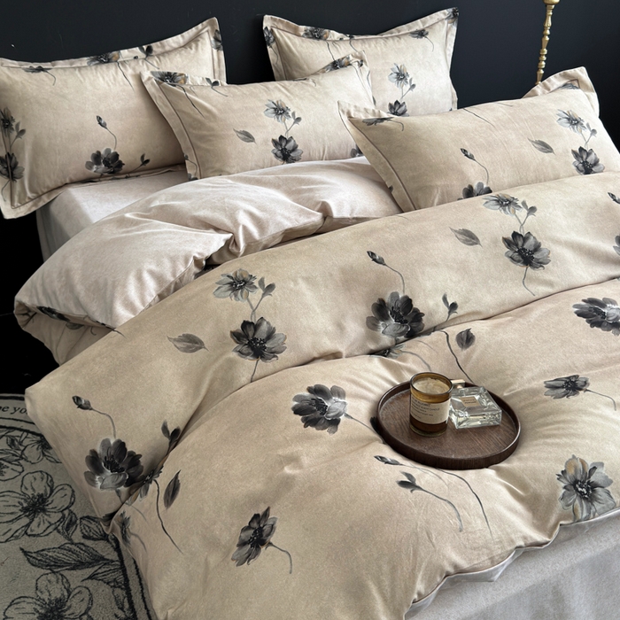 91家纺网 家纺一手货源 找家纺 U品汇 【A类母婴级】加厚全棉纯棉磨毛数码印花四件套生态磨毛100%棉（不是全棉不要钱） 水墨江南