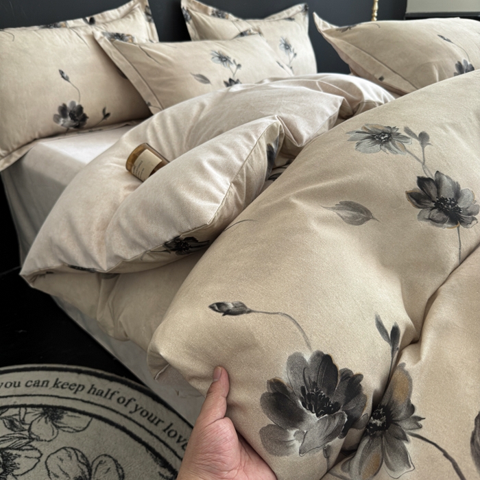 91家纺网 家纺一手货源 找家纺 U品汇 【A类母婴级】加厚全棉纯棉磨毛数码印花四件套生态磨毛100%棉（不是全棉不要钱） 水墨江南