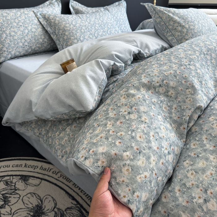 91家纺网 家纺一手货源 找家纺 U品汇 【A类母婴级】加厚全棉纯棉磨毛数码印花四件套生态磨毛100%棉（不是全棉不要钱） 邂逅兰