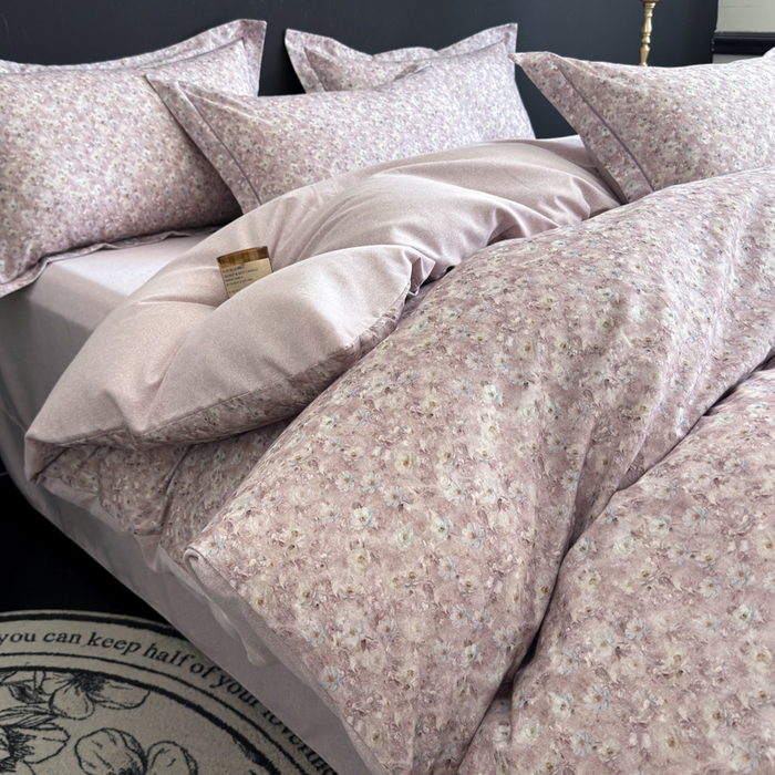 91家纺网 家纺一手货源 找家纺 U品汇 【A类母婴级】加厚全棉纯棉磨毛数码印花四件套生态磨毛100%棉（不是全棉不要钱） 邂逅紫