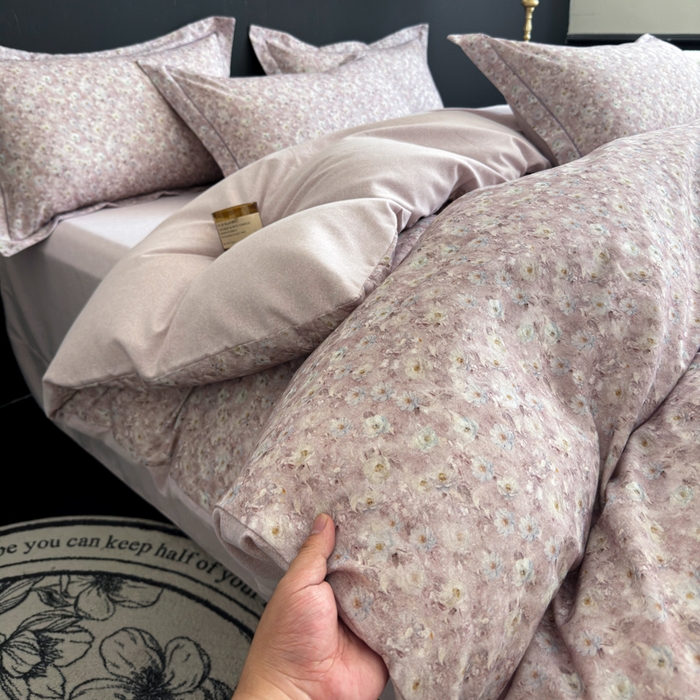 91家纺网 家纺一手货源 找家纺 U品汇 【A类母婴级】加厚全棉纯棉磨毛数码印花四件套生态磨毛100%棉（不是全棉不要钱） 邂逅紫