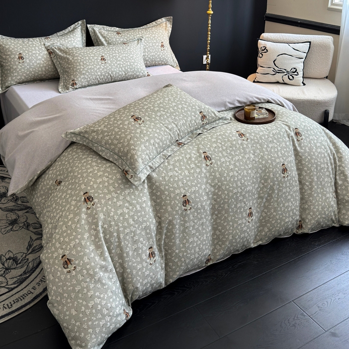 91家纺网 家纺一手货源 找家纺 U品汇 【A类母婴级】加厚全棉纯棉磨毛数码印花四件套生态磨毛100%棉（不是全棉不要钱） 熊博士