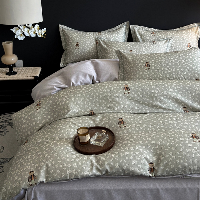 91家纺网 家纺一手货源 找家纺 U品汇 【A类母婴级】加厚全棉纯棉磨毛数码印花四件套生态磨毛100%棉（不是全棉不要钱） 熊博士