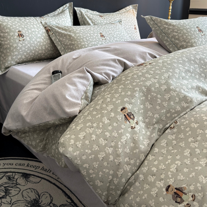 91家纺网 家纺一手货源 找家纺 U品汇 【A类母婴级】加厚全棉纯棉磨毛数码印花四件套生态磨毛100%棉（不是全棉不要钱） 熊博士