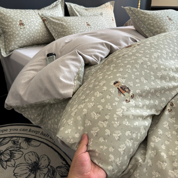 91家纺网 家纺一手货源 找家纺 U品汇 【A类母婴级】加厚全棉纯棉磨毛数码印花四件套生态磨毛100%棉（不是全棉不要钱） 熊博士