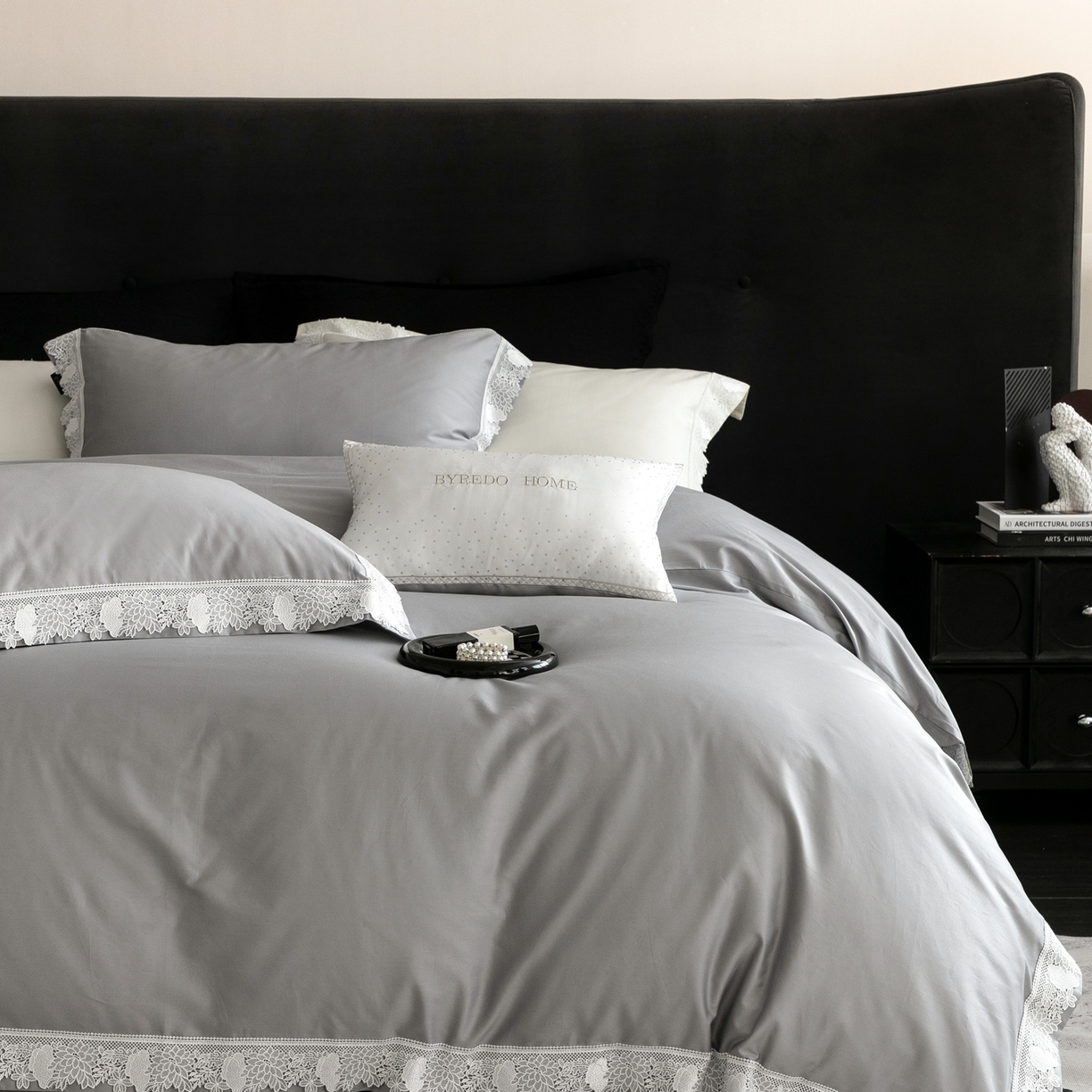 91家纺网 家纺一手货源 找家纺 馨蕊家居2025新款秋冬原创设计师轻奢风100支高定系列四件套-棉米朵 棉米朵-高级灰