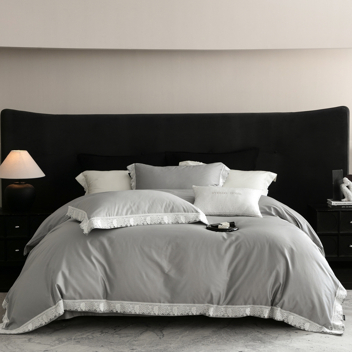 91家纺网 家纺一手货源 找家纺 馨蕊家居2025新款秋冬原创设计师轻奢风100支高定系列四件套-棉米朵 棉米朵-高级灰