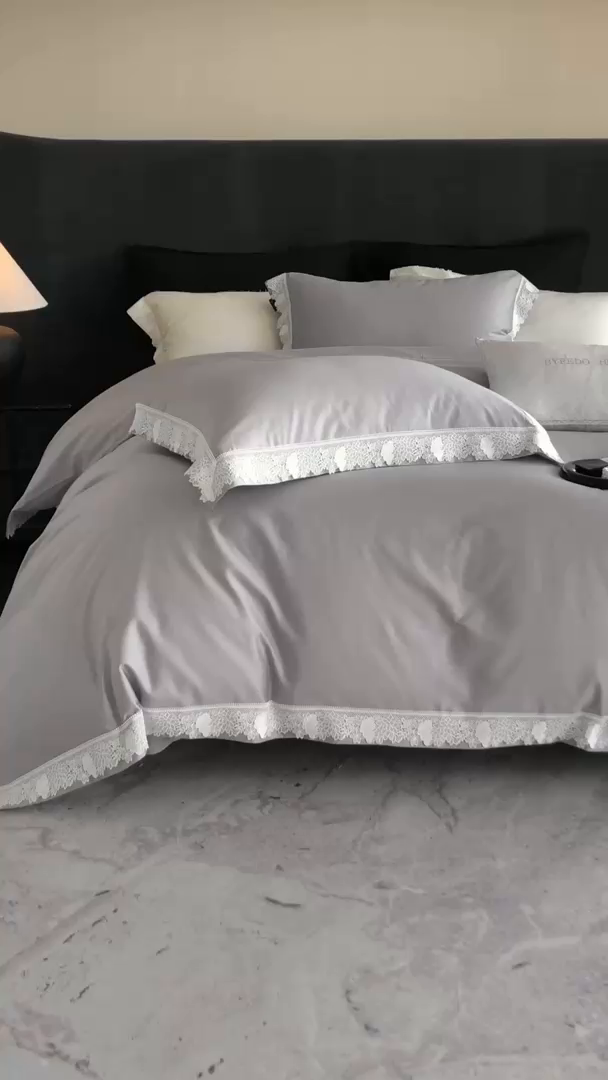 91家纺网 家纺一手货源 找家纺 馨蕊家居2025新款秋冬原创设计师轻奢风100支高定系列四件套-棉米朵 棉米朵-高级灰