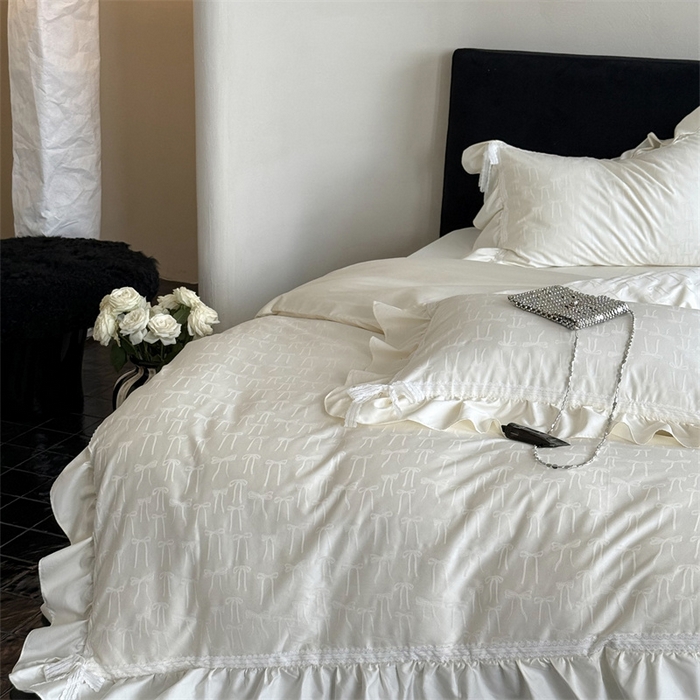 91家纺网 家纺一手货源 找家纺 MIU缪家居 2025新款100支全棉四件套-薇薇安 薇薇安-云朵白